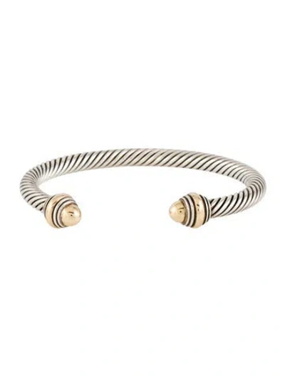 Pre-owned David Yurman Two-tone Classic Cable Bracelet, 6" In Multi