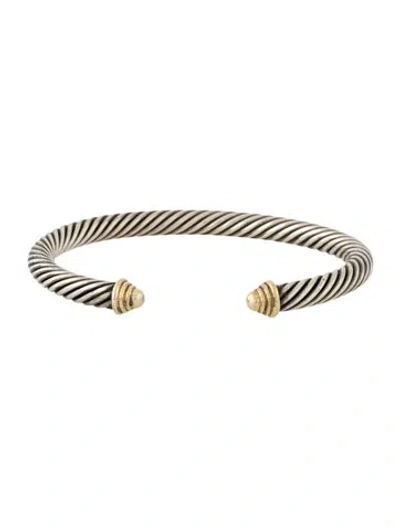 Pre-owned David Yurman Two-tone Classic Cable Bracelet, 6.25" In Multi