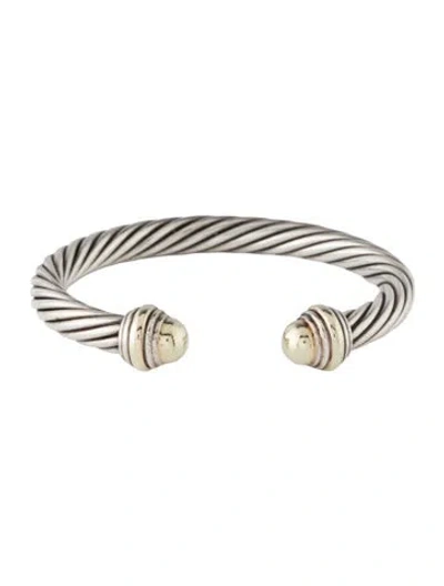 Pre-owned David Yurman Two-tone Classic Cable Bracelet, 6.25" In Multicolor
