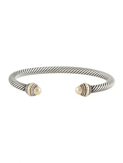 Pre-owned David Yurman Two-tone Classic Cable Bracelet, 6.5" In Multi