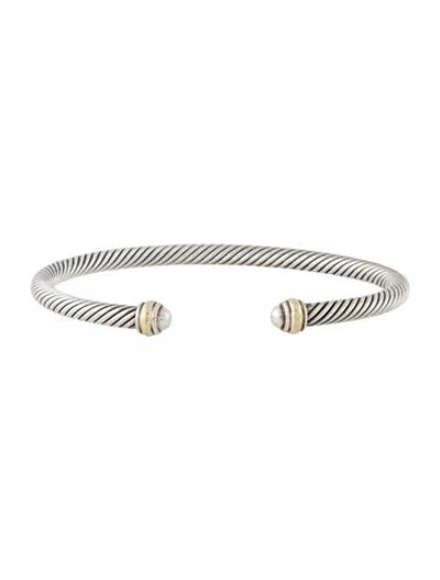 Pre-owned David Yurman Two-tone Classic Cable Bracelet, 6.5" In Multi