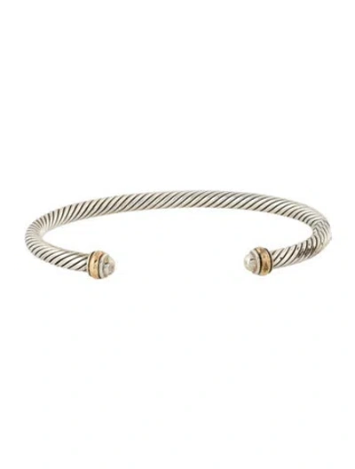 Pre-owned David Yurman Two-tone Classic Cable Bracelet, 6.5" In Multi