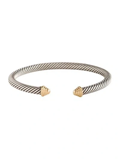 Pre-owned David Yurman Two-tone Classic Cable Bracelet, 6.5" In Multi