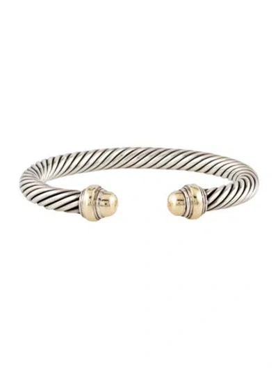 Pre-owned David Yurman Two-tone Classic Cable Bracelet, 6.75" In Multi