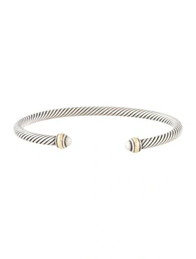 Pre-owned David Yurman Two-tone Classic Cable Bracelet, 7" In Multi