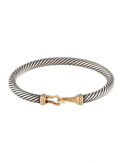 Pre-owned David Yurman Two-tone Classic Cable Buckle Bracelet, 6.25" In Multi
