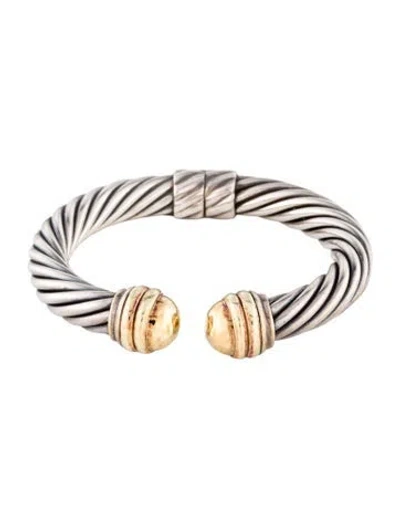 Pre-owned David Yurman Two-tone Classic Dome Hinged Cuff, 6.5" In Multi
