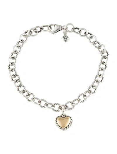 Pre-owned David Yurman Two-tone Cookie Classic Heart Bracelet, 7" In Multi