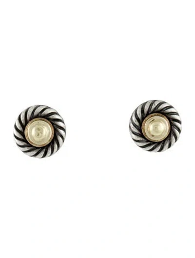 Pre-owned David Yurman Two-tone Cookie Stud Earrings In Multi