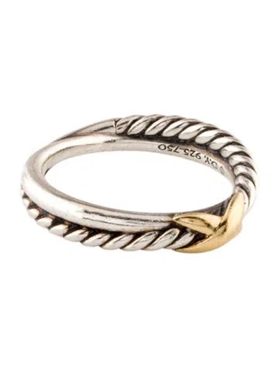 Pre-owned David Yurman Two-tone Crossover Band In Multi