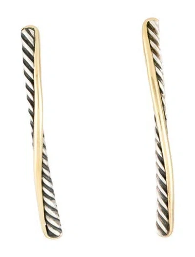 Pre-owned David Yurman Two-tone Crossover Bar Drop Earrings In Multi