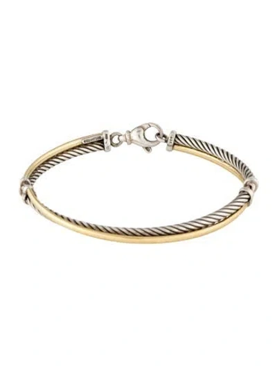 Pre-owned David Yurman Two-tone Crossover Bracelet, 6.5" In Multi