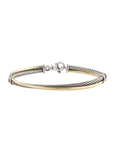 Pre-owned David Yurman Two-tone Crossover Bracelet, 6.75" In Multi