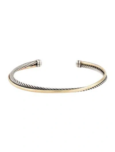 Pre-owned David Yurman Two-tone Crossover Bracelet, 7" In Multi