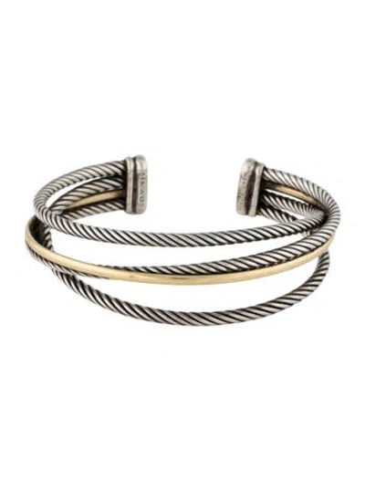 Pre-owned David Yurman Two-tone Crossover Cuff, 6.5" In Multi