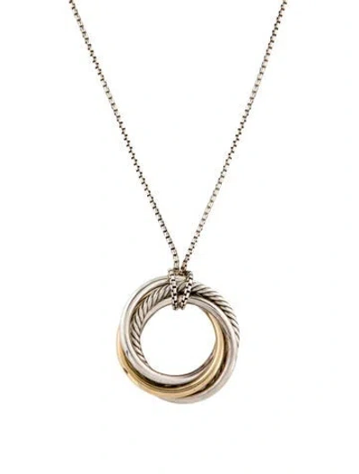 Pre-owned David Yurman Two-tone Crossover Pendant Necklace, 36" In Multi