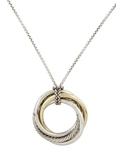 Pre-owned David Yurman Two-tone Crossover Pendant Necklace, 37" In Multi
