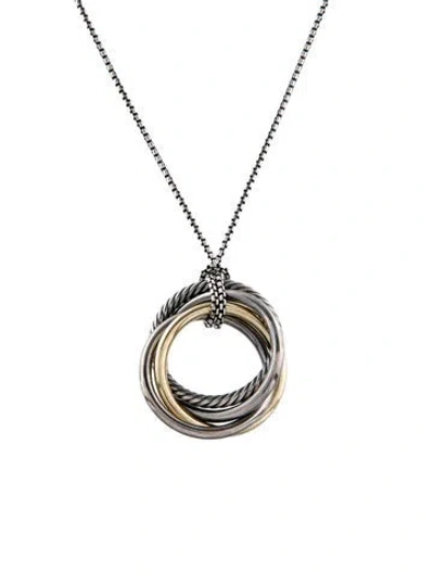 Pre-owned David Yurman Two-tone Crossover Pendant Necklace, 40" In Multi