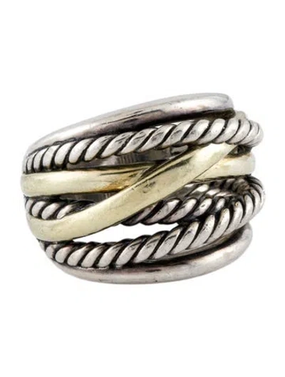 Pre-owned David Yurman Two-tone Crossover Ring In Multi