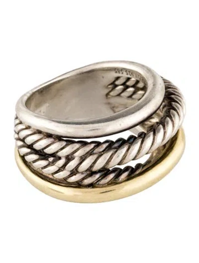 Pre-owned David Yurman Two-tone Crossover Ring In Multi