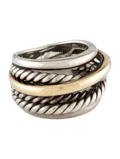 Pre-owned David Yurman Two-tone Crossover Ring In Multi