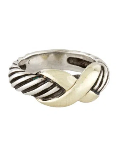 Pre-owned David Yurman Two-tone Crossover Ring In Multi