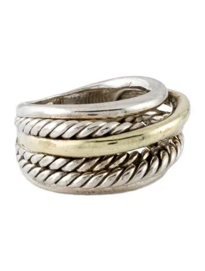 Pre-owned David Yurman Two-tone Crossover Ring In Multi