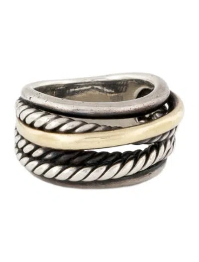 Pre-owned David Yurman Two-tone Crossover Ring In Multi