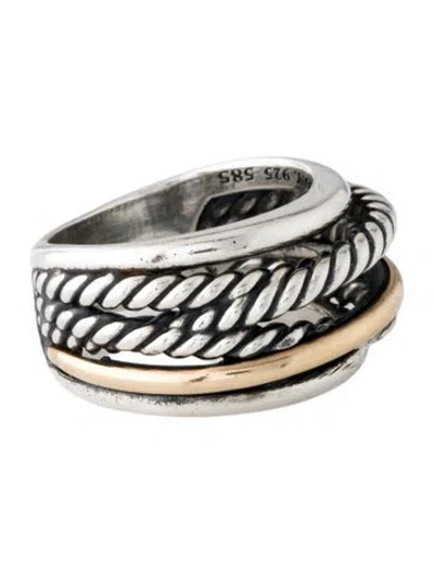 Pre-owned David Yurman Two-tone Crossover Ring In Multi