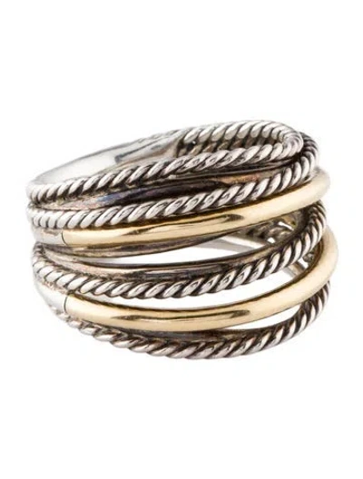 Pre-owned David Yurman Two-tone Crossover Ring In Multi