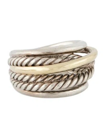 Pre-owned David Yurman Two-tone Crossover Ring In Multicolor