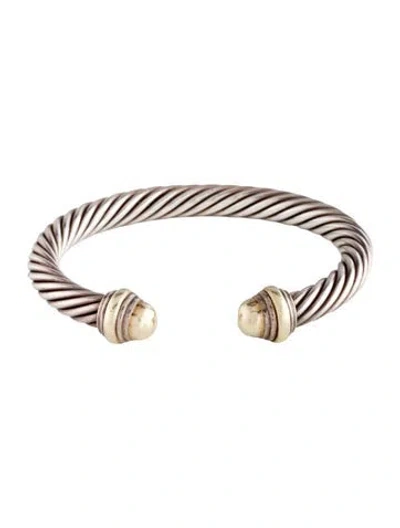 Pre-owned David Yurman Two-tone Cuff Bracelet, 6.5" In Multi