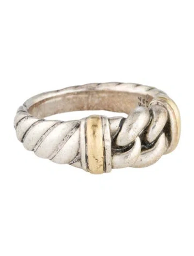 Pre-owned David Yurman Two-tone Curb Link Ring In Multi
