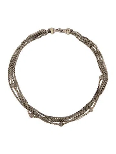 Pre-owned David Yurman Two-tone Diamond Four-row Small Chain Multistrand Necklace, 16"