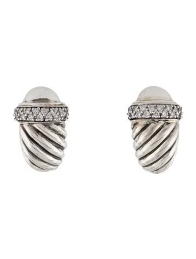 Pre-owned David Yurman Two-tone Diamond Shrimp Earclips In Multi