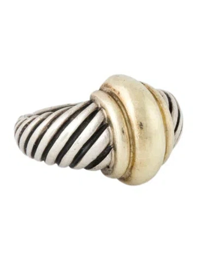 Pre-owned David Yurman Two-tone Dome Cable Ring In Multi