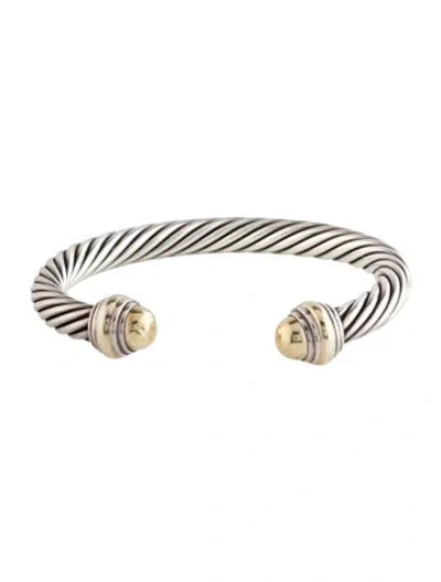 Pre-owned David Yurman Two-tone Dome Classic Cable Bracelet, 6.5" In Multi