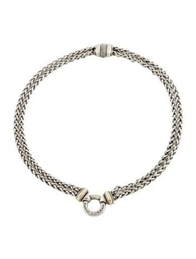 Pre-owned David Yurman Two-tone Double Wheat Chain Necklace, 1" In Multi