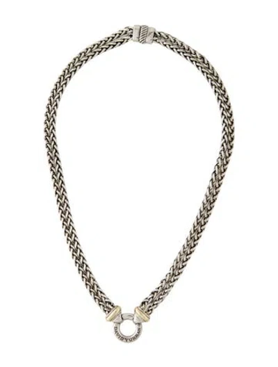 Pre-owned David Yurman Two-tone Double Wheat Chain Necklace, 1" In Multi