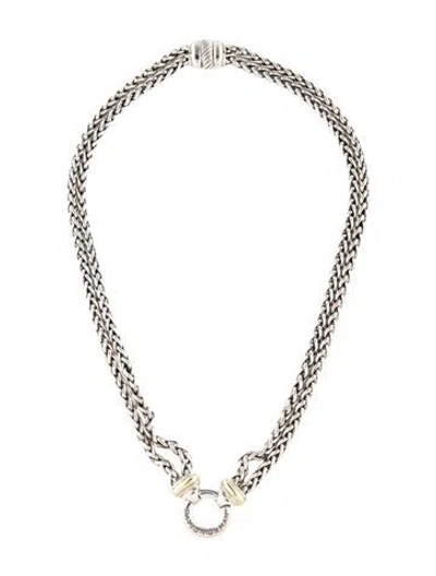 Pre-owned David Yurman Two-tone Double Wheat Chain Necklace, 18.25" In Multi