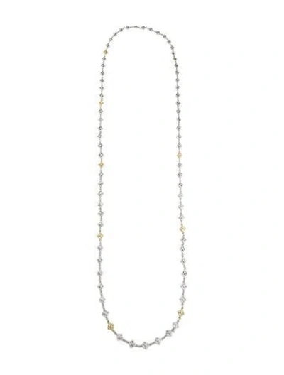 Pre-owned David Yurman Two-tone Dy Logo Link Long Chain Necklace, 46.5" In Multi