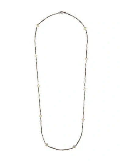 Pre-owned David Yurman Two-tone Dy Logo Station Necklace, 32" In Multi