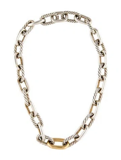 Pre-owned David Yurman Two-tone Dy Madison Chain Necklace, 18.5" In Multi