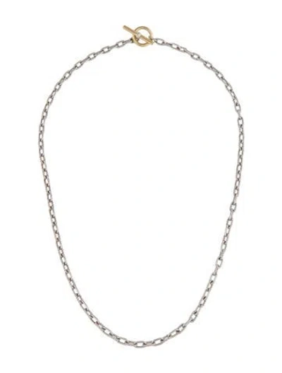 Pre-owned David Yurman Two-tone Dy Madison Toggle Chain Necklace, 17" In Multicolor