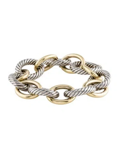 Pre-owned David Yurman Two-tone Extra Large Oval Link Bracelet, 6.25" In Multi
