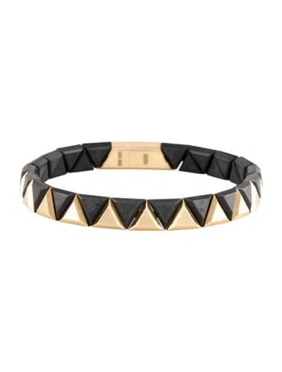 Pre-owned David Yurman Two-tone Faceted Triangle Link Bracelet, 7.25" In Multi