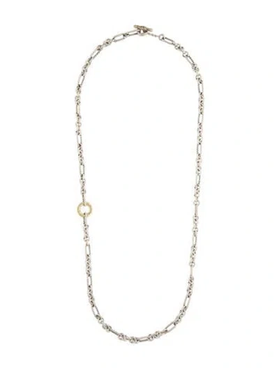 Pre-owned David Yurman Two-tone Figaro Link Necklace, 32.5" In Multi