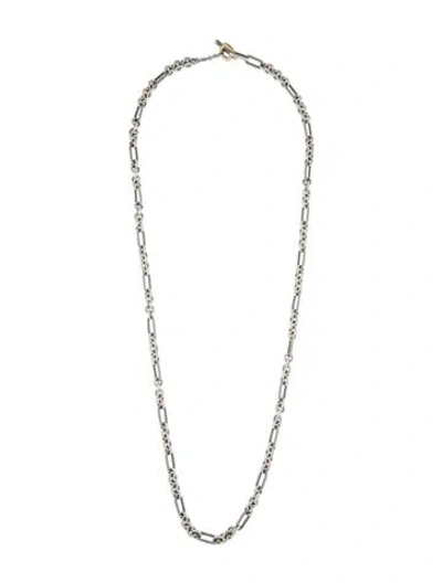 Pre-owned David Yurman Two-tone Figaro Link Necklace, 33.25" In Multi