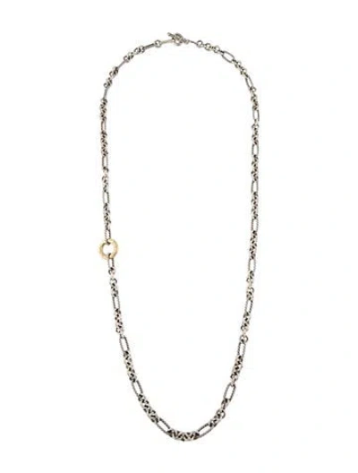 Pre-owned David Yurman Two-tone Figaro Long Station Necklace, 31.5" In Multi