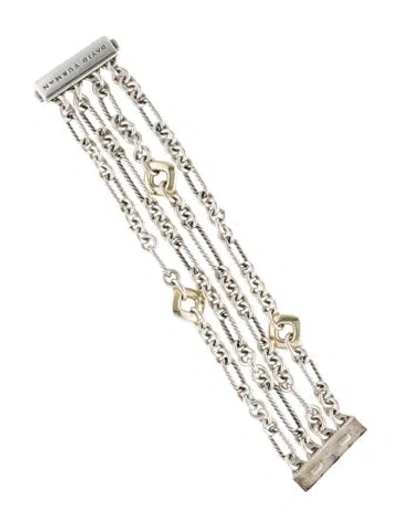 Pre-owned David Yurman Two-tone Figaro Multi-strand Bracelet, 6.25"
